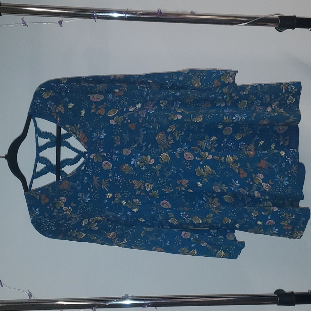 Modcloth Doe & Rae Medium Shift Dress Teal Floral